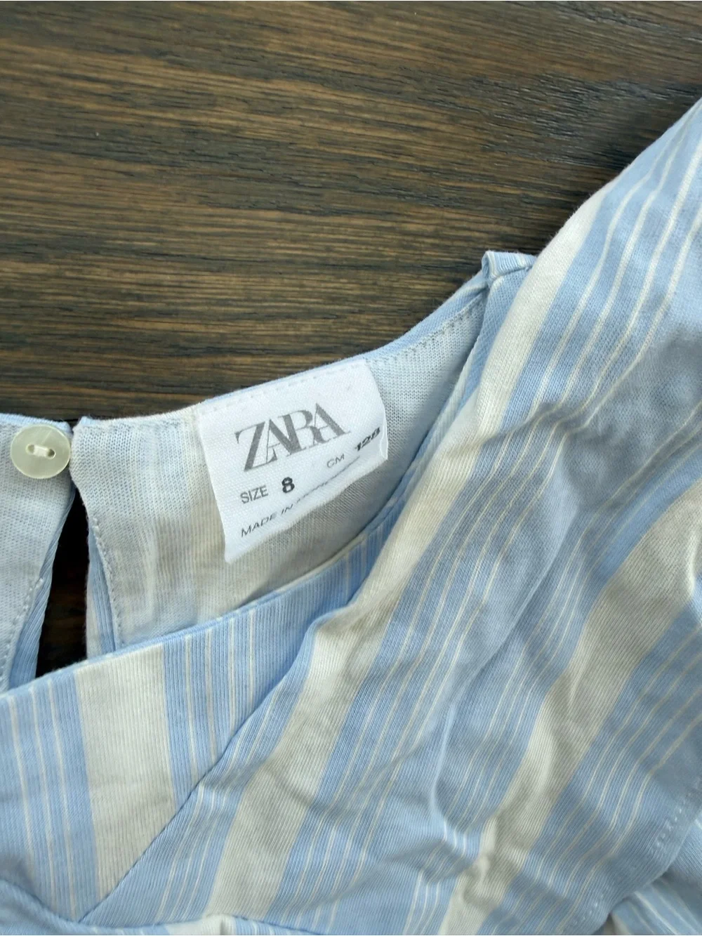Zara Blue and White Striped Ruffle Dress